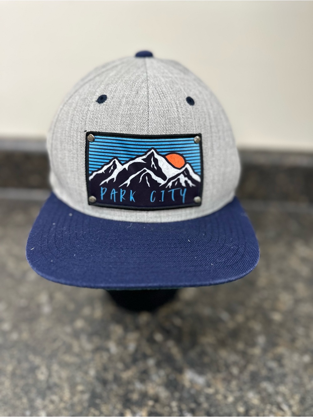 Classic Gray and Navy Park City Patch Snapback Hat
